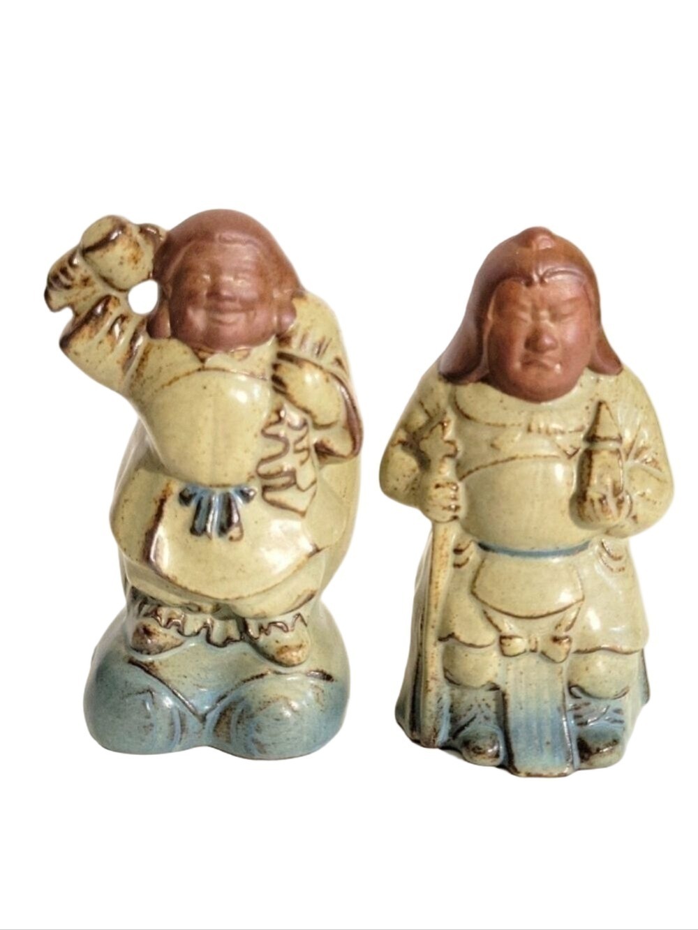 Vintage Set of (2) Japanese Immortal Porcelain Figurines, Made In Japan, Redware